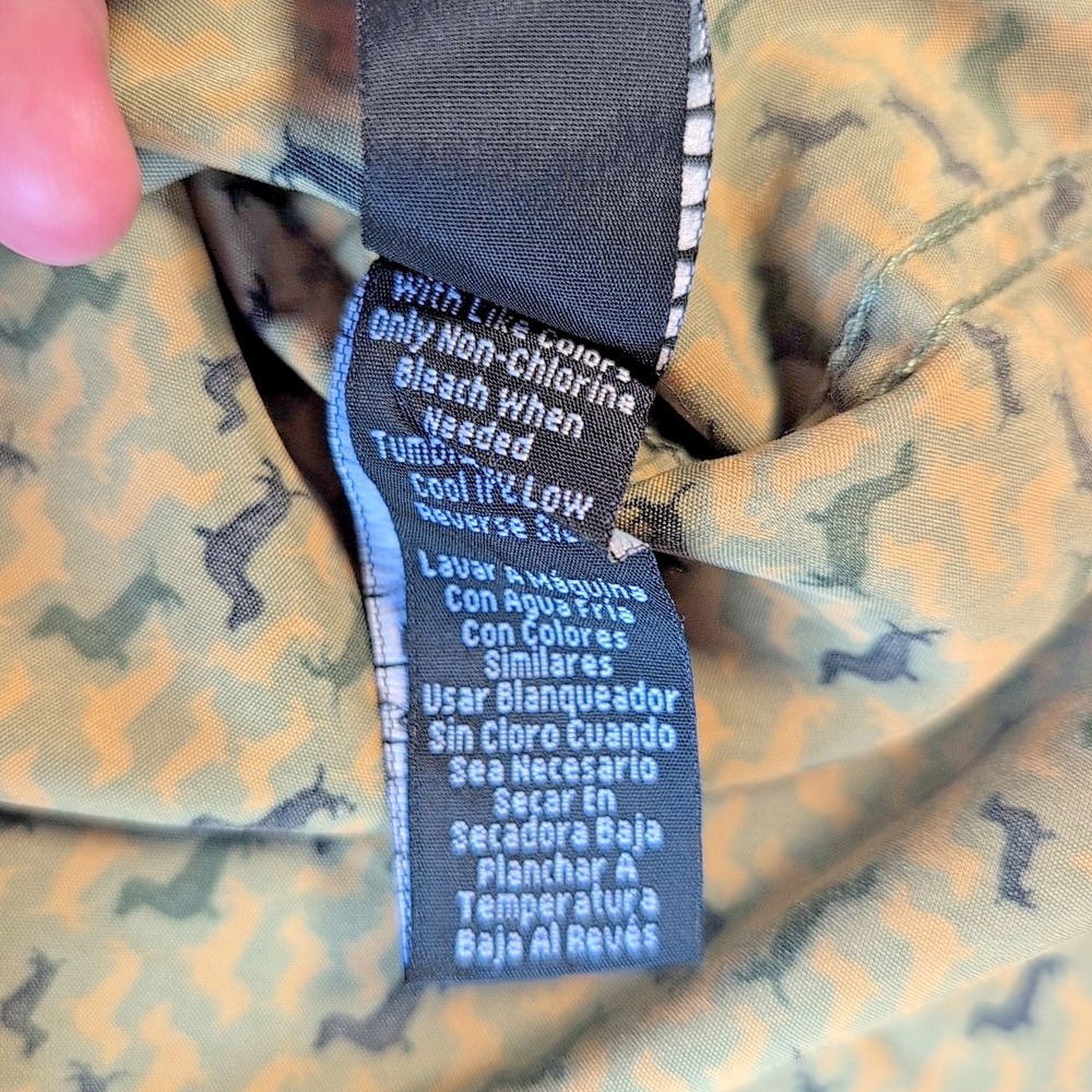 Geometrix NY Dachshund Dress Shirt Men's S Olive Camo Button Down - Short Sleeve - Picture 5 of 7